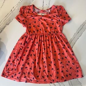 Coral Palm Tree Print Kids Dress size 4T